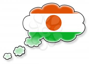 Flag in the cloud, isolated on white background, flag of Niger