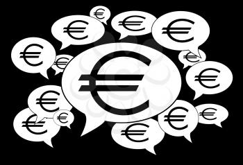 Communication and business concept - Speech cloud, euro signs