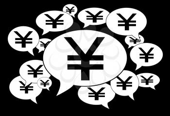Communication and business concept - Speech cloud, yen signs