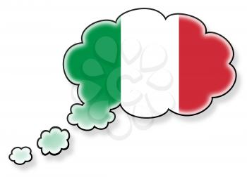 Flag in the cloud, isolated on white background, flag of Italy