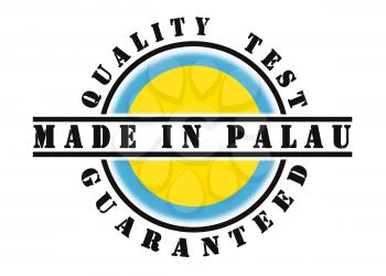 Quality test guaranteed stamp with a national flag inside, Palau