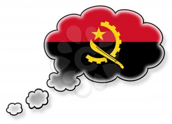 Flag in the cloud, isolated on white background, flag of Angola