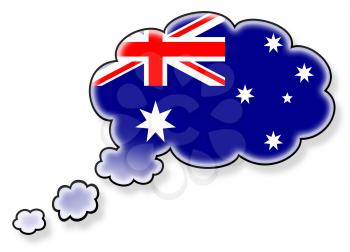 Flag in the cloud, isolated on white background, flag of Australia