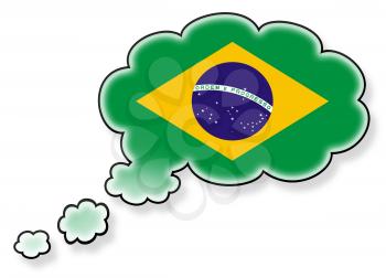 Flag in the cloud, isolated on white background, flag of Brazil