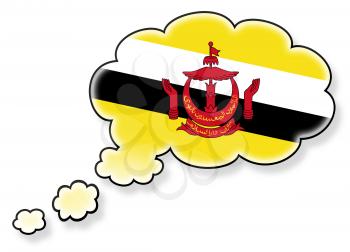 Flag in the cloud, isolated on white background, flag of Brunei