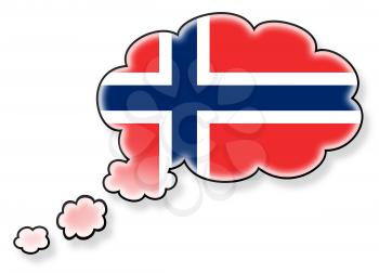 Flag in the cloud, isolated on white background, flag of Norway
