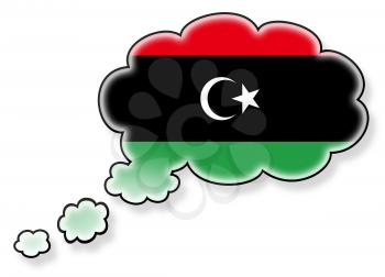 Flag in the cloud, isolated on white background, flag of Libya