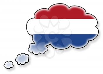 Flag in the cloud, isolated on white background, flag of the Netherlands