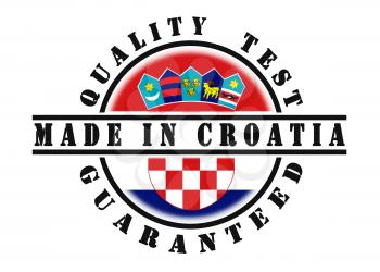 Quality test guaranteed stamp with a national flag inside, Croatia