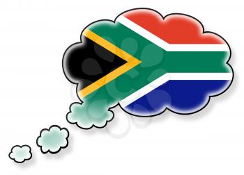 Flag in the cloud, isolated on white background, flag of South Africa