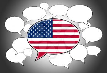 Speech bubbles concept - spoken language is American or English