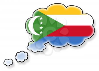 Flag in the cloud, isolated on white background, flag of the Comoros