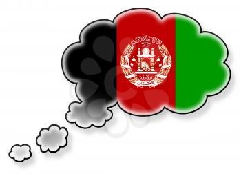 Flag in the cloud, isolated on white background, flag of Afghanistan