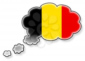 Flag in the cloud, isolated on white background, flag of Belgium