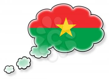 Flag in the cloud, isolated on white background, flag of Burkina Faso
