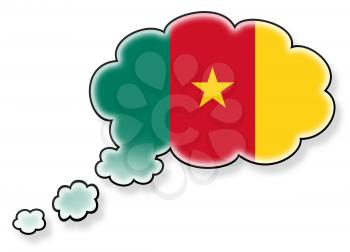 Flag in the cloud, isolated on white background, flag of Cameroon