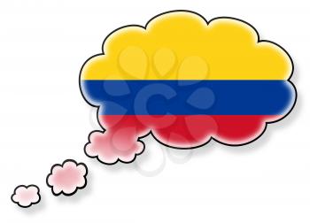 Flag in the cloud, isolated on white background, flag of Colombia