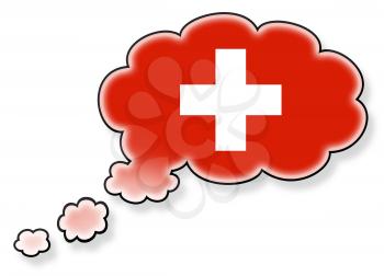 Flag in the cloud, isolated on white background, flag of Switzerland