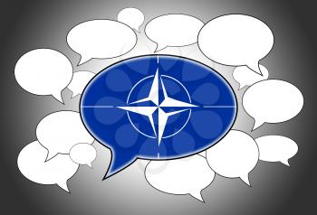 Speech bubbles concept - NATO flag in the front