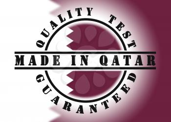 Quality test guaranteed stamp with a national flag inside, Qatar