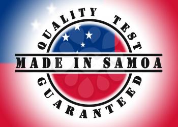 Quality test guaranteed stamp with a national flag inside, Samoa