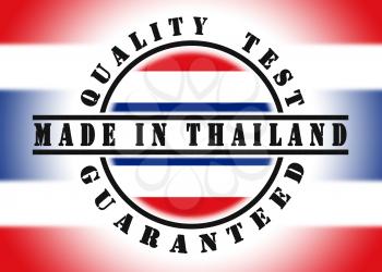 Quality test guaranteed stamp with a national flag inside, Thailand