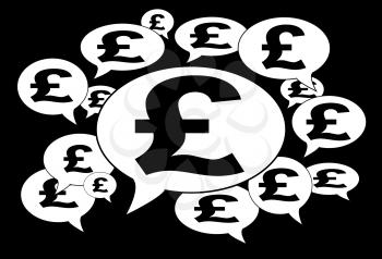 Communication and business concept - Speech cloud, british pound signs