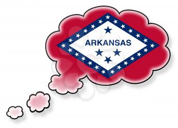 Flag in the cloud, isolated on white background, flag of Arkansas