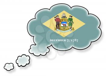 Flag in the cloud, isolated on white background, flag of Delaware