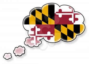 Flag in the cloud, isolated on white background, flag of Maryland