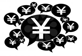 Communication and business concept - Speech cloud, yen signs