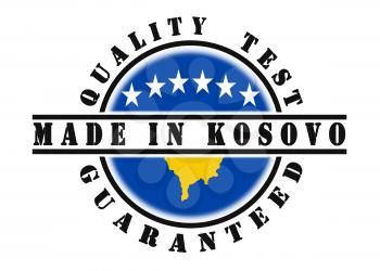 Quality test guaranteed stamp with a national flag inside, Kosovo