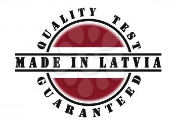 Quality test guaranteed stamp with a national flag inside, Latvia