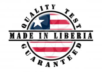 Quality test guaranteed stamp with a national flag inside, Liberia