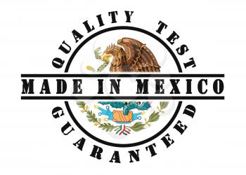 Quality test guaranteed stamp with a national flag inside, Mexico