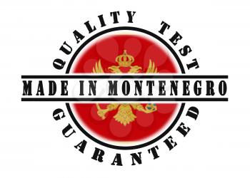 Quality test guaranteed stamp with a national flag inside, Montenegro