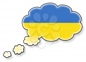 Flag in the cloud, isolated on white background, flag of Ukraine