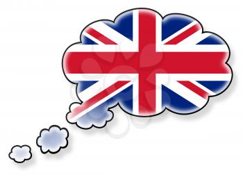 Flag in the cloud, isolated on white background, flag of the UK