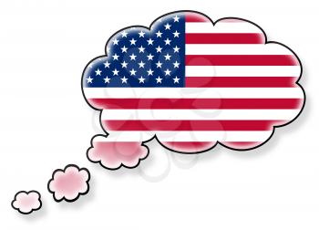 Flag in the cloud, isolated on white background, flag of the USA