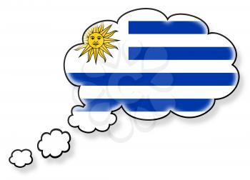 Flag in the cloud, isolated on white background, flag of Uruguay