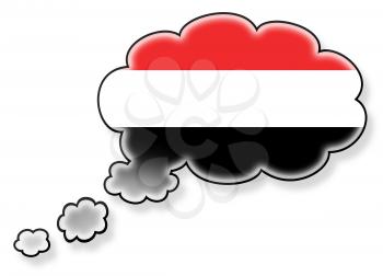 Flag in the cloud, isolated on white background, flag of Yemen