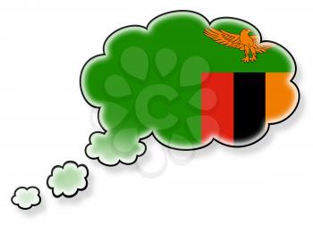 Flag in the cloud, isolated on white background, flag of Zambia