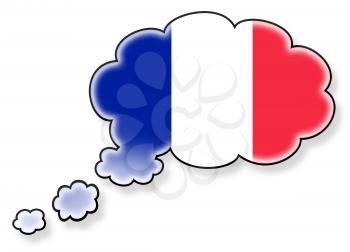 Flag in the cloud, isolated on white background, flag of France