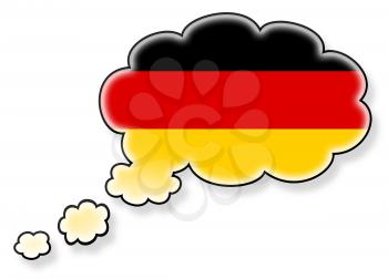 Flag in the cloud, isolated on white background, flag of Germany