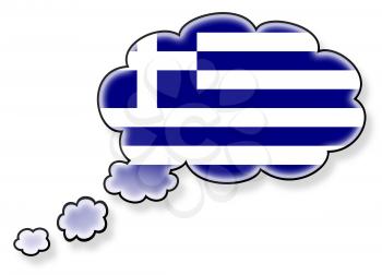 Flag in the cloud, isolated on white background, flag of Greece