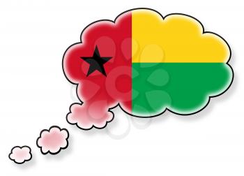Flag in the cloud, isolated on white background, flag of Guinea-Bissau