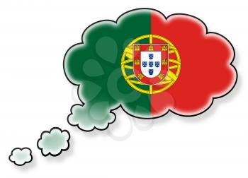 Flag in the cloud, isolated on white background, flag of Portugal