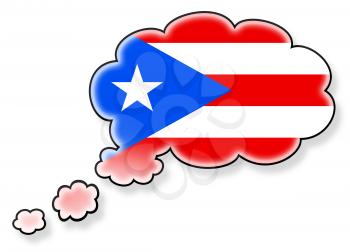 Flag in the cloud, isolated on white background, flag of Puerto Rico