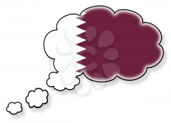 Flag in the cloud, isolated on white background, flag of Qatar