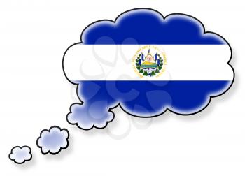 Flag in the cloud, isolated on white background, flag of El Salvador